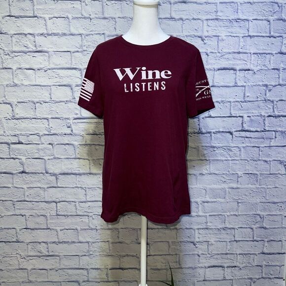 Grunt Style Women's Wine Listens Crewneck T-Shirt - Picture 1 of 11